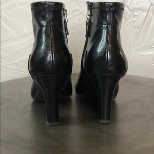 Black leather ankle booties